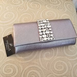 Adrianna Papell Rhinestone Metallic Clutch